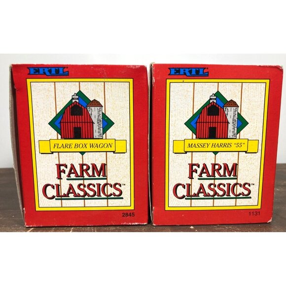 Ertl Farm Classics Massey-Harris 55 Tractor & Flare Box Wagon Diecast 1/43 Lot - Picture 8 of 8